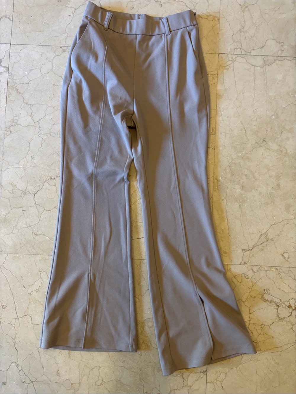 High-Rise Flared Pants in Light Taupe